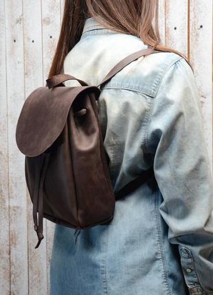 Шкіра. ручна робота. шкіряний рюкзак. коричневий рюкзачок.