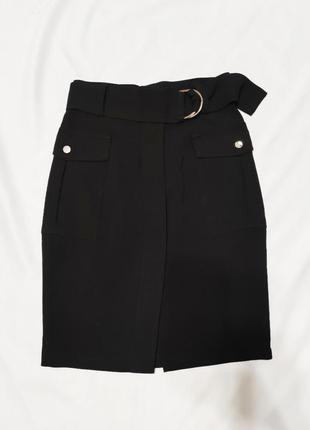 Юбка высокая посадка с накладными карманами 34 h&m