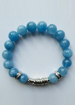 Браслет з натурального каменю аквамарин