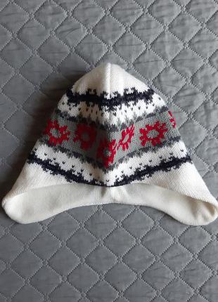 Термо в'язана шапка вушанка флісова лижна