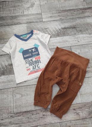 Хлопковий комплект для новонароджених, футболка,  летние штани