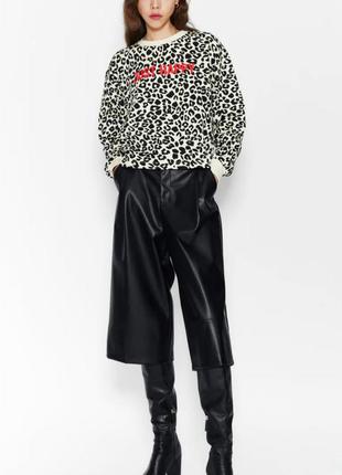 Свитшот zara свитер худи толстовка зара укороченный леопард животный принт новый 36, s