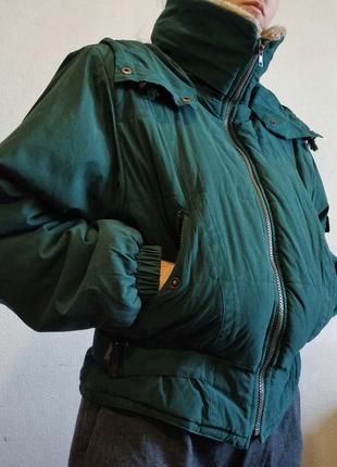 Куртка винтажная зеленая короткая s m укороченная ретро3 фото