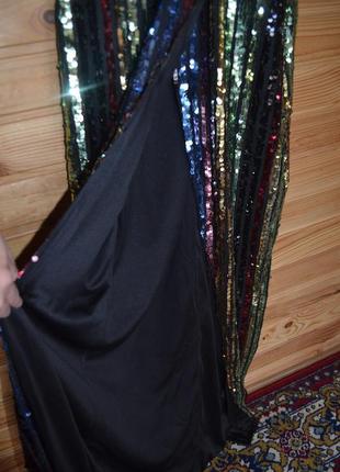 Шикарное платье магазина asos, с разрезом в разноцветные паетки!6 фото