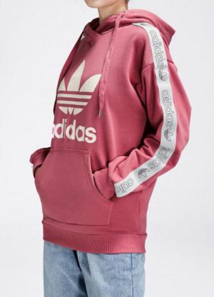 Удлинённое худи оверсайз кофта оригинал с лампасами adidas толстовка xs1 фото