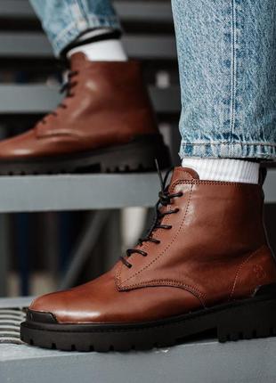 Зимние мужские ботинки на меху south nato, коричневые (черевики чоловічі зимові на хутрі)