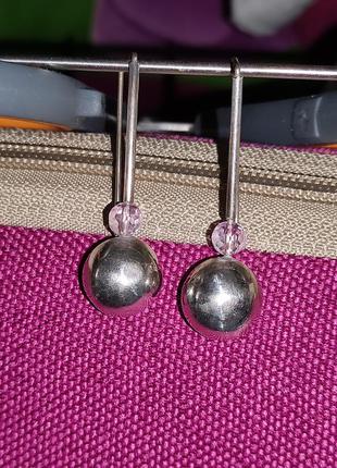 Серебрянные серьги шары1 фото