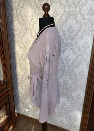 Блуза кольору пудри з ніжною вишивкою “ new look”2 фото