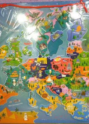Большой деревянный пазл магнитная карта европы2 фото