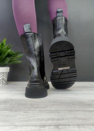 Кожанные зимние женские ботинки bottega ❄️ ботега2 фото