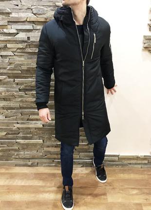 Зимняя парка мужская черная куртка3 фото