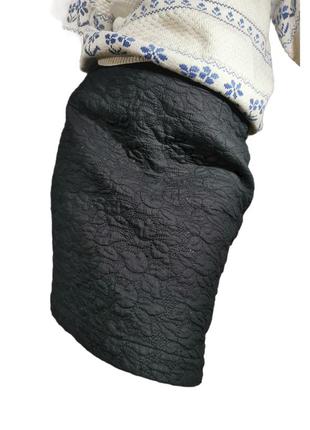 Стеганая тёплая юбка noa noa прямая карандаш миди с вышивкой коттон хлопок3 фото