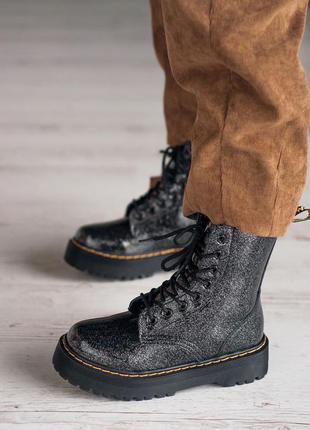 Dr. martens jadon black galaxy  зима, на меху ❄️ ботинки женские доктор мартинс