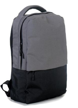 Мужской рюкзак серый + черный для учебы работы с отделом под ноутбук mayers (м116.1)