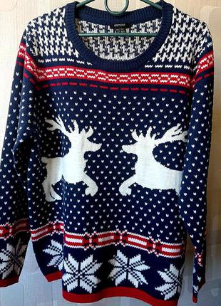 Новогодний фирменный свитер с оленями .esmara