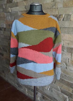 Ручная работа. свитер оверсайзшерстяной разноцветный акварели2 фото