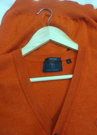 Carlo colucci яскравий обємний шерстяний кардиган светр кофта джемпер на гудзиках m l7 фото
