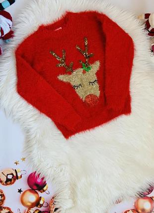 Красивый новогодний свитер f&f девочке 6-7 лет