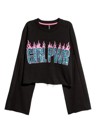 H&m топ світшот вишивка girl pwr