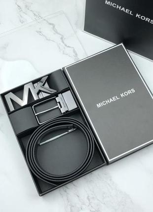 Женский подарочный набор ремень michael kors с 2 пряжками черный на подарок жене / коллеге / сестре