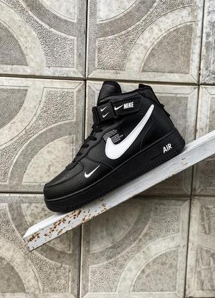 Nike air force 1 lv8 5 hight black fur (на меху) мужские кроссовки найк аир форс ❄️ зимние