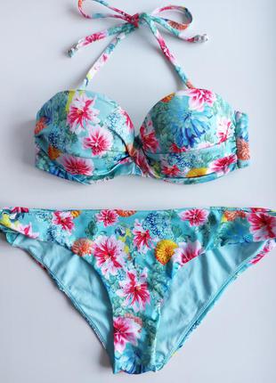 Цветочный купальник бандо h&m