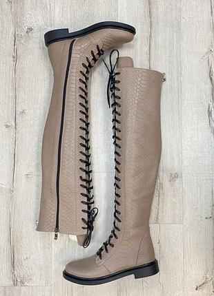 Дизайнерські ботофрты rstyle пітон мокко натуральна шкіра осінь зима