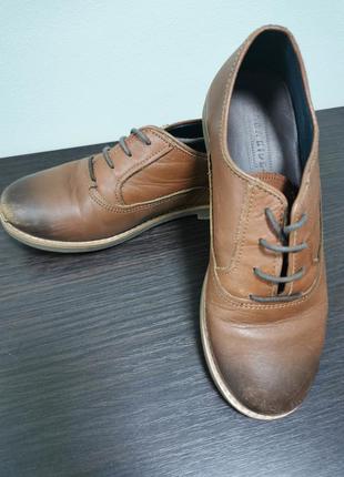 Классические коричневые туфли, кожа, zara kids, 34 размер, б/у,2 фото