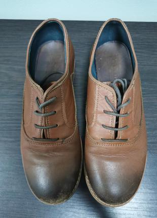 Классические коричневые туфли, кожа, zara kids, 34 размер, б/у,3 фото