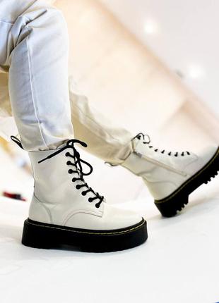 Ботинки женские dr. martens jadon ii white black замок термо