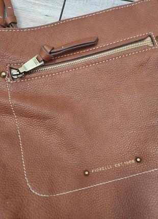 Сумка через плече месенджер еко шкіра коричнева сумка з довгою ручкою fiorelli італія8 фото