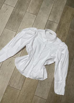 Белая рубашка с объёмными рукавами,большой размер,батал(26)