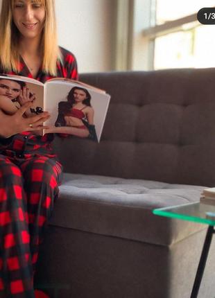 Жіноча піжама в клітку клітинка тепла домашня піжама піжамка для будинку домашня одяг трендова піжамка