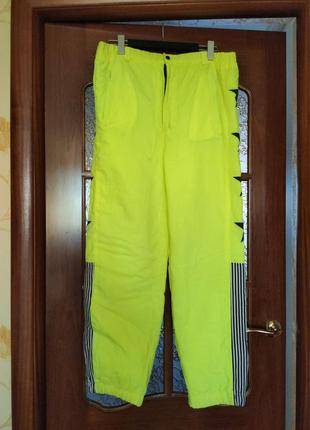 Винтаж 90-е новые лыжные штаны неоновые высокая талия