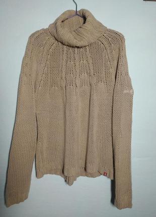 Приятний свитер с объемной горловиной на с узором  edc by esprit