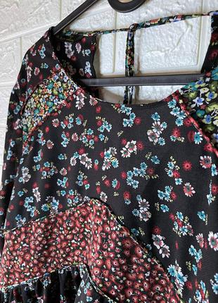 Черная цветочная блуза zara в этно стиле3 фото