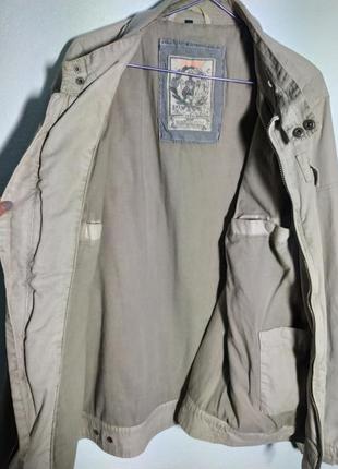 Джинсовая серая куртка с накладними  карманами, на стойке,  слоновая кость3 фото