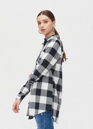 Удлиненная клетчатая рубашка zara basic (s)