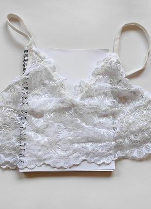 Жіночий топік мереживний бюстгальтер білий ліф бра бюстгалтер топ ліфчик білий мереживо