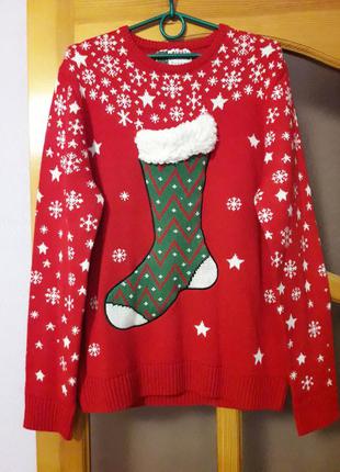 Классный зимний новогодний, рождественский свитер merry christman. размер 48-50