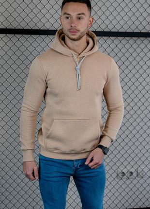Мужская толстовка худи бежевая