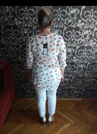 Легкая белая блуза с перьями george,стильная шифонновая блузка,красива блуза2 фото