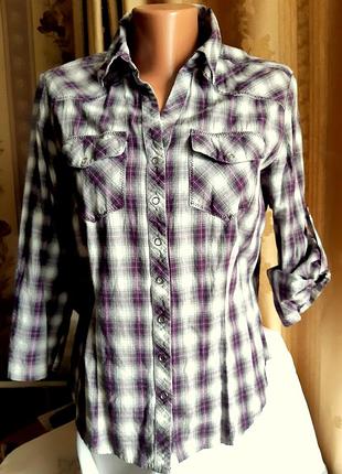 Жіноча сорочка клітинка, на кнопках.100% коттон./ new look./англія