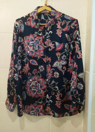 Шикарная блуза в цветочный принт известного бренда marks &amp; spenser большого размера1 фото
