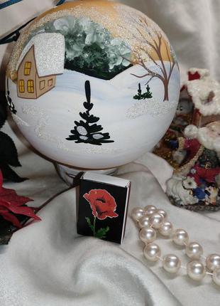 Гиганский винтажный сувенирный стекляный шар 15см  зимняя деревушка4 фото