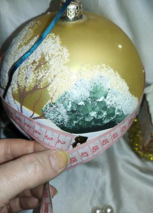 Гиганский винтажный сувенирный стекляный шар 15см  зимняя деревушка6 фото