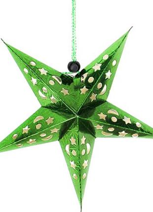 Новорічний Декор підвісний зірка зеленого кольору 60см + подарунок