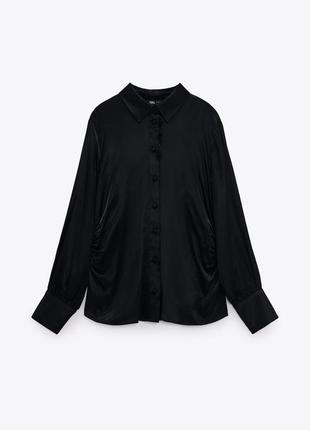 Zara сорочка із сатину зі збірками1 фото