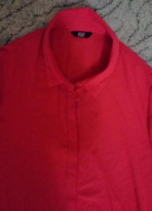 Ярко красная удлиненная блуза. f&f. xxl5 фото