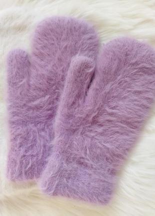Варежки, перчатки, рукавицы, ангора двойные 3 цвета  зима5 фото